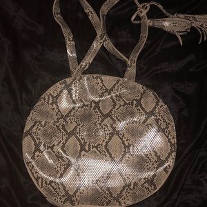 Snake Printed Circular Tote Large